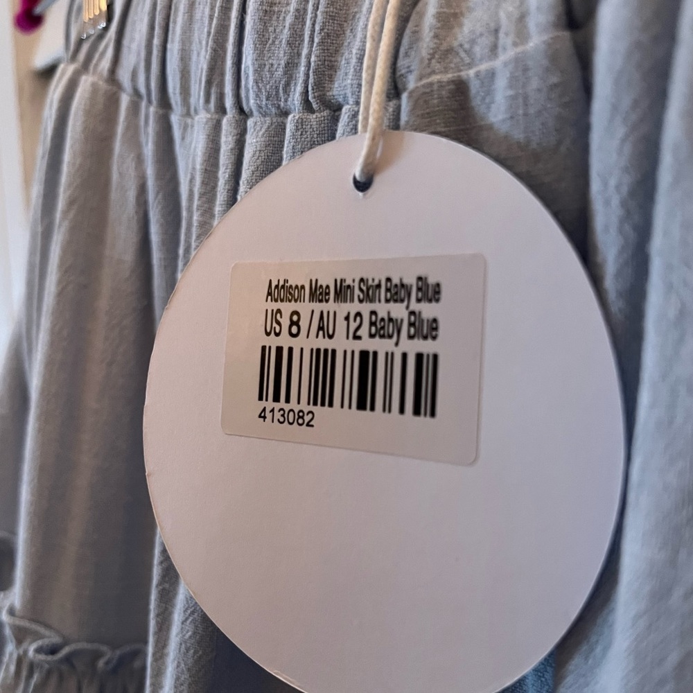 Princess Polly- Addison Mae Mini Skirt- Baby Blue - Picture 4 of 5